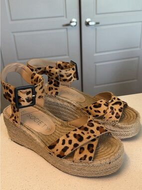 Sole Society Leopard-Print Espadrille Platform Sandals - Black Buckles